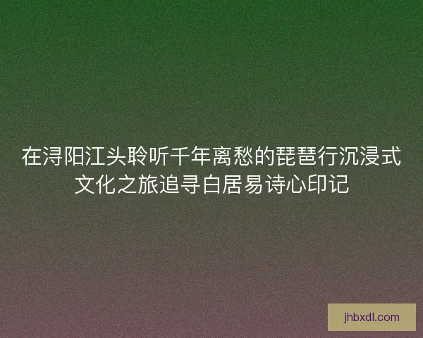 在浔阳江头聆听千年离愁的琵琶行沉浸式文化之旅追寻白居易诗心印记