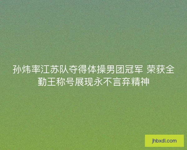 孙炜率江苏队夺得体操男团冠军 荣获全勤王称号展现永不言弃精神